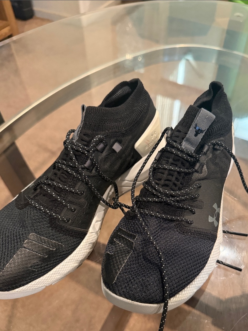 Under Armour Men’s Black Knit Sneakers with White Sole